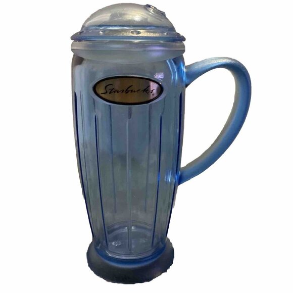 Starbucks 16oz Blue Rocket Tumbler Summer 2001 Barista Dome Lid Coffee Retro - Picture 3 of 8